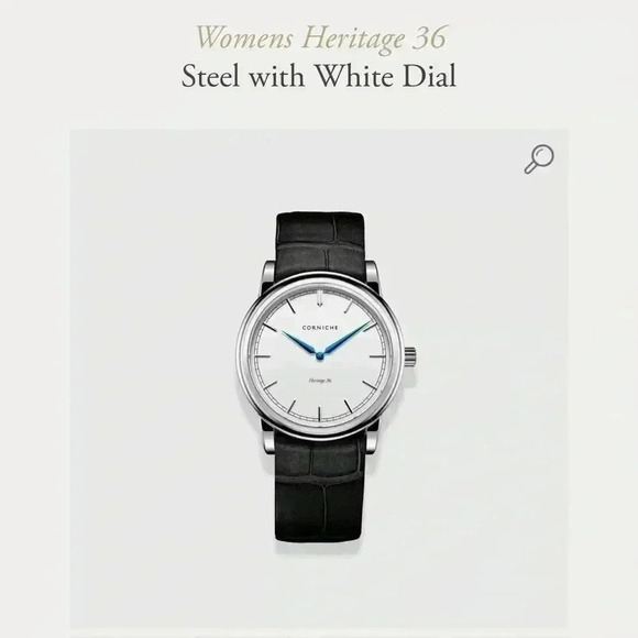 Corniche Heritage 36 White Ceramic Dial Black Leather Strap Watch – LIKE NEW - Picture 13 of 14